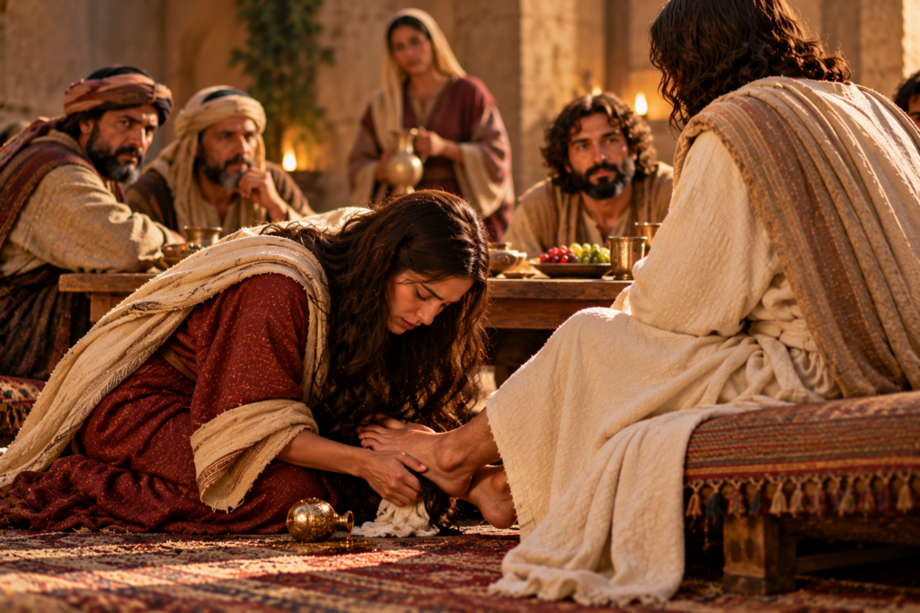 anointing at the candlelit table