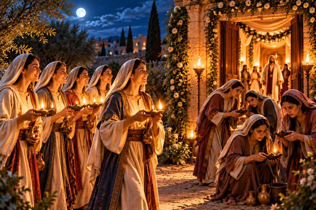 the ten virgins await the bridegroom